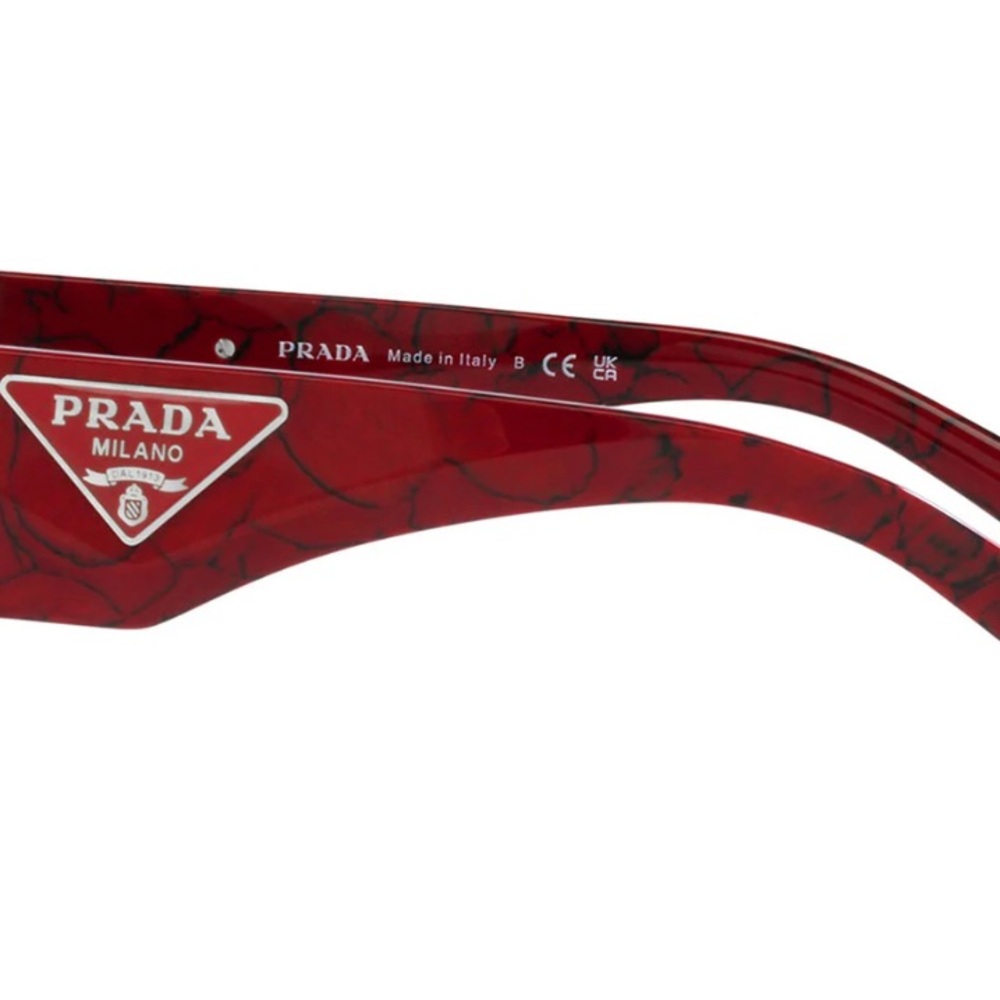 Prada 50mm Geometric Sunglasses - Red/Dark Grey - Picture 2 of 4